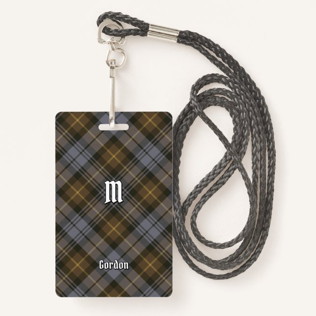 Clan Gordon Weathered Tartan Badge ID Badge (Front with Lanyard)