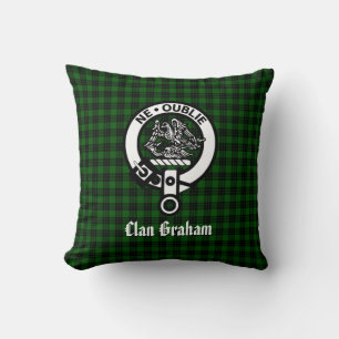 Clan Graham Crest Badge and Tartan Cushion