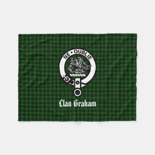 Clan Graham Crest Badge and Tartan Fleece Blanket