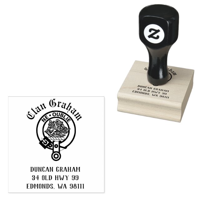 Clan Graham Crest Badge Customisable  Rubber Stamp (Stamped)