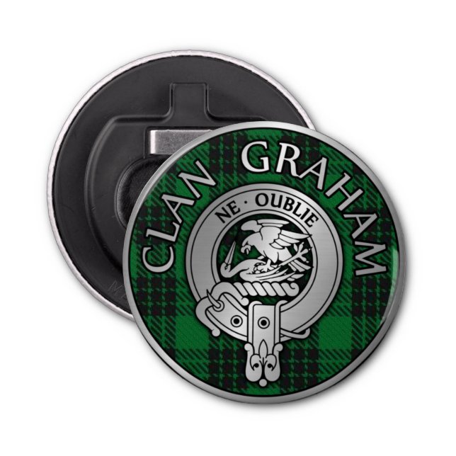 Clan Graham Crest & Tartan Bottle Opener (Front)