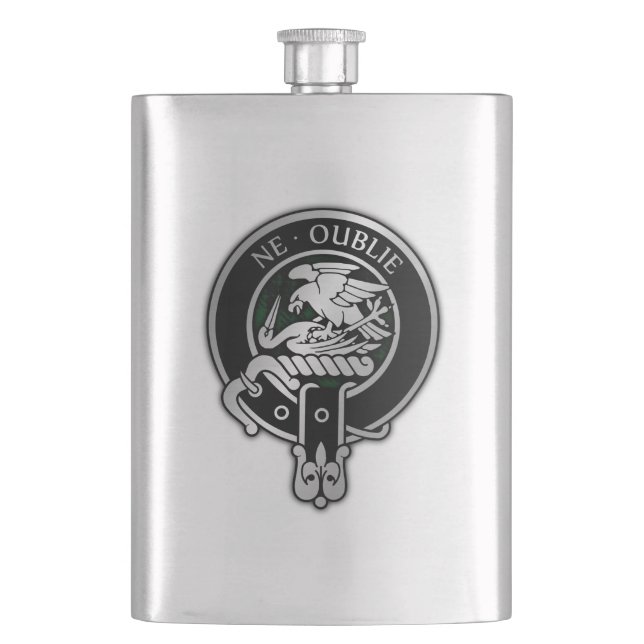 Clan Graham Crest & Tartan Hip Flask (Front)