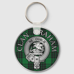 Clan Graham Crest & Tartan Knot Key Ring