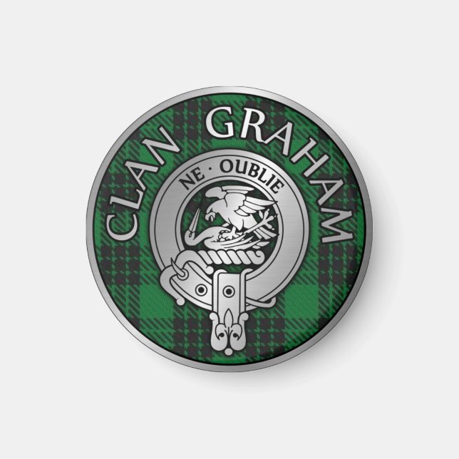 Clan Graham Crest & Tartan Knot Magnet (Front)
