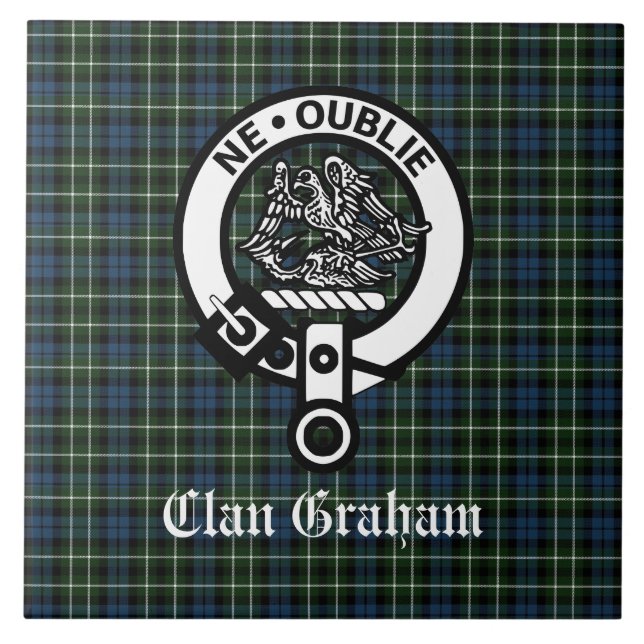 Clan Graham Montrose Tartan & Crest  Ceramic Tile (Front)