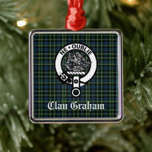 Clan Graham Montrose Tartan & Crest  Personalised Metal Ornament