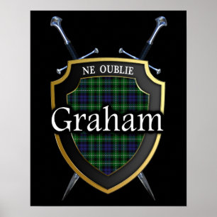 Clan Graham Tartan Scottish Shield & Swords Poster