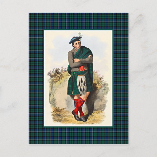Clan Graham Vintage Illustration Tartan Frame Postcard (Front)