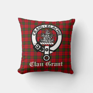 Clan Grant Crest Badge and Tartan Cushion