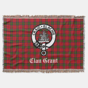 Clan Grant Crest Badge and Tartan Throw Blanket
