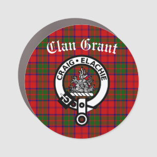 Clan Grant Crest Badge & Tartan  Car Magnet