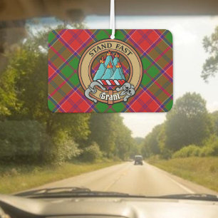 Clan Grant Crest over Tartan Car Air Freshener