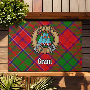 Clan Grant Crest over Tartan Doormat