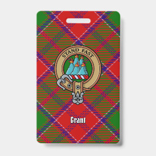 Clan Grant Crest over Tartan ID Badge