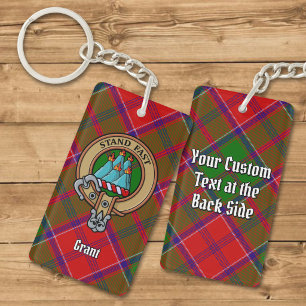 Clan Grant Crest over Tartan Key Ring