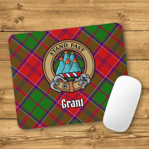 Clan Grant Crest over Tartan Mouse Pad