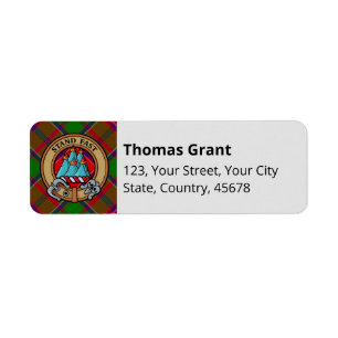 Clan Grant Crest over Tartan Return Address Label