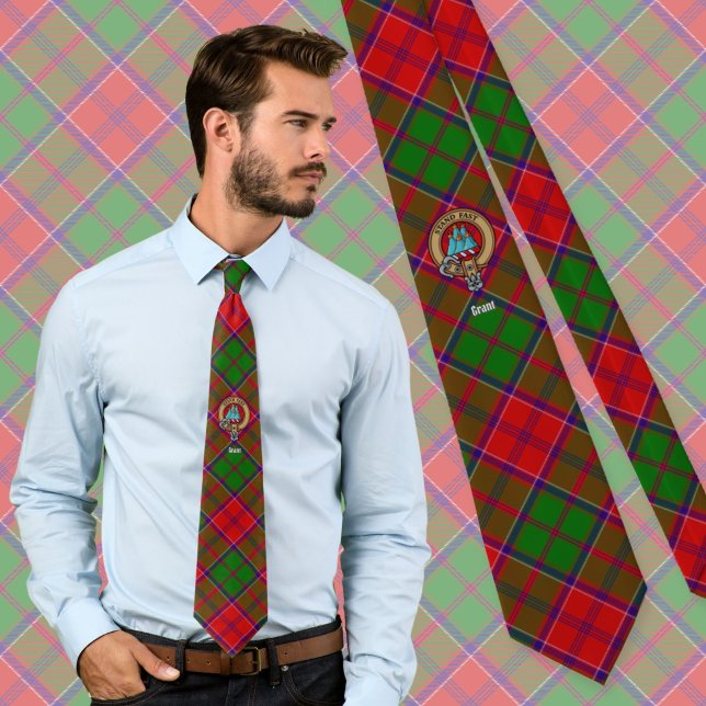 Clan Grant Crest over Tartan Tie (Creator Uploaded)