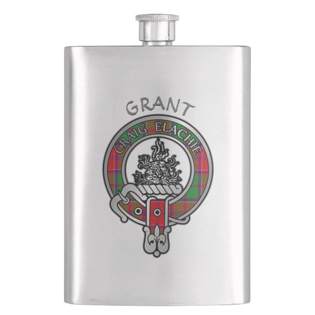 Clan Grant Crest & Tartan Flask (Front)
