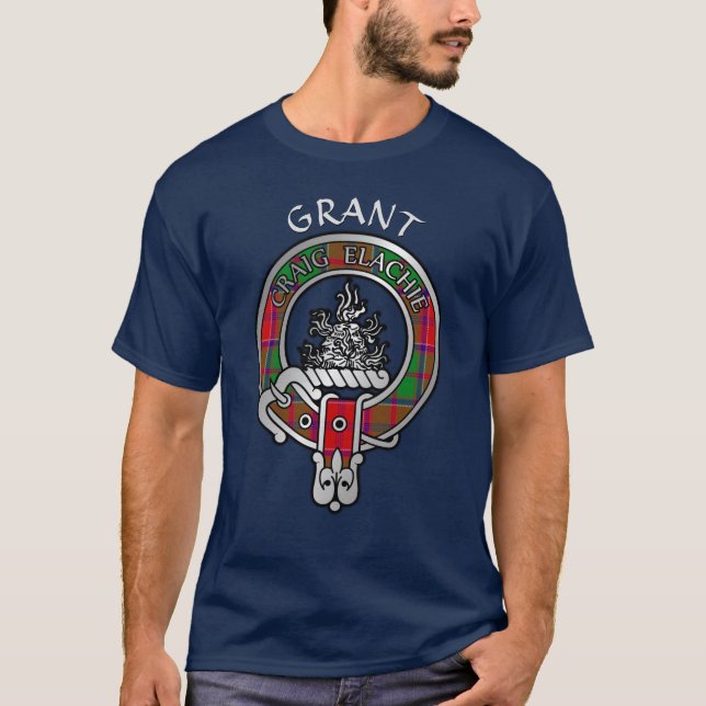 Clan Grant Crest & Tartan T-Shirt (Front)