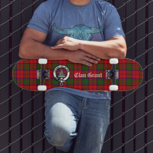 Clan Grant Tartan and Crest Badge  Skateboard