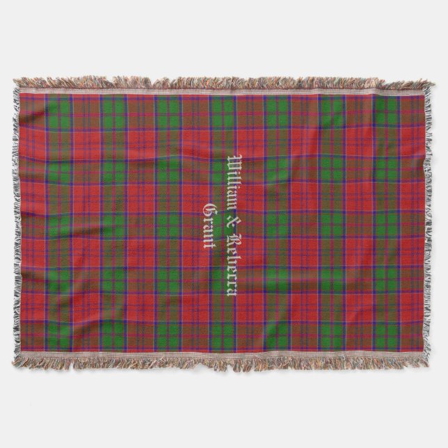 Clan Grant Tartan Plaid Custom Throw Blanket (Front)