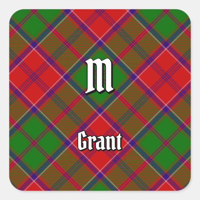Clan Grant Tartan Square Sticker (Front)