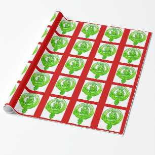 Clan Gregor Christmas Wrap Green Badge Wrapping Paper