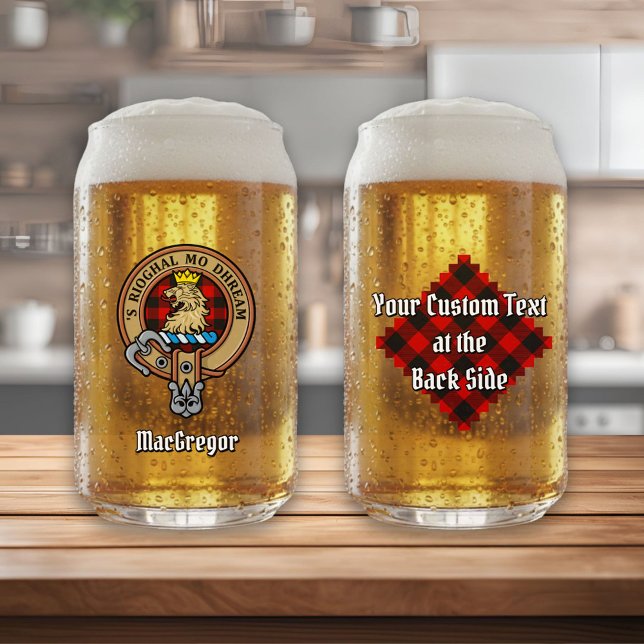 Clan Gregor Crest over Rob Roy Tartan Can Glass (Creator Uploaded)