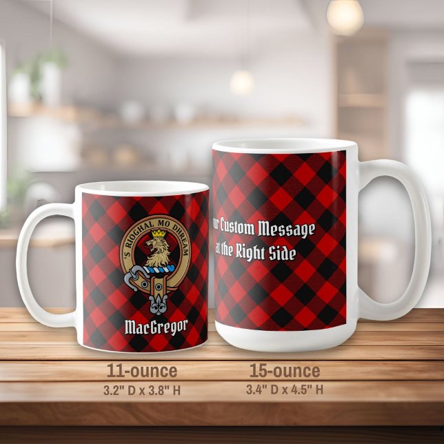 Clan Gregor Crest over Rob Roy Tartan Coffee Mug (Creator Uploaded)