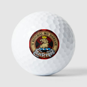 Clan Gregor Crest over Rob Roy Tartan Golf Balls
