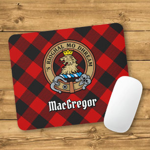 Clan Gregor Crest over Rob Roy Tartan Mouse Pad