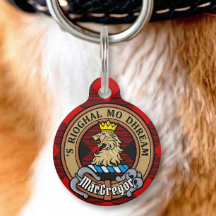 Clan Gregor Crest over Rob Roy Tartan Pet Tag