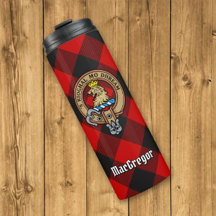 Clan Gregor Crest over Rob Roy Tartan Thermal Tumbler