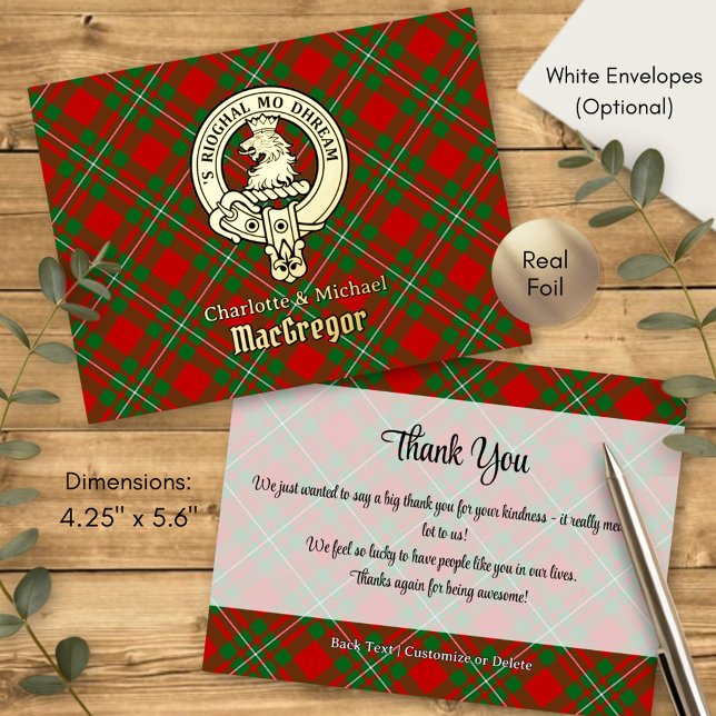 Clan Gregor Crest over Tartan Foil Invitation Postcard (Creator Uploaded)