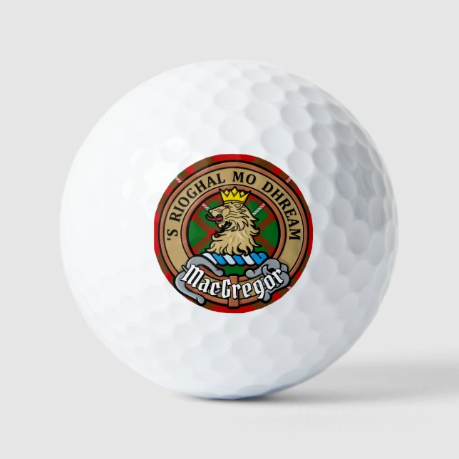 Clan Gregor Crest over Tartan Golf Balls (Front)