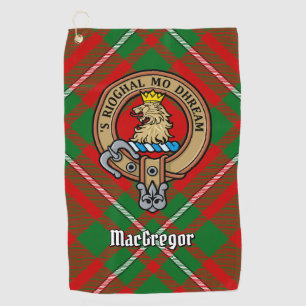 Clan Gregor Crest over Tartan Golf Towel