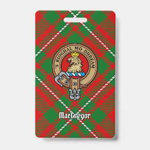 Clan Gregor Crest over Tartan ID Badge
