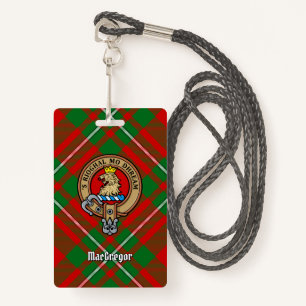Clan Gregor Crest over Tartan ID Badge