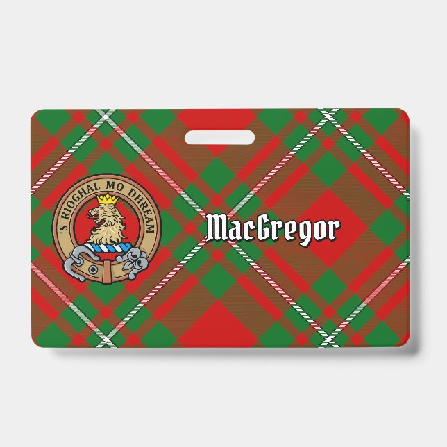 Clan Gregor Crest over Tartan ID Badge (Front)