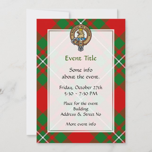 Clan Gregor Crest over Tartan Invitation (Front)