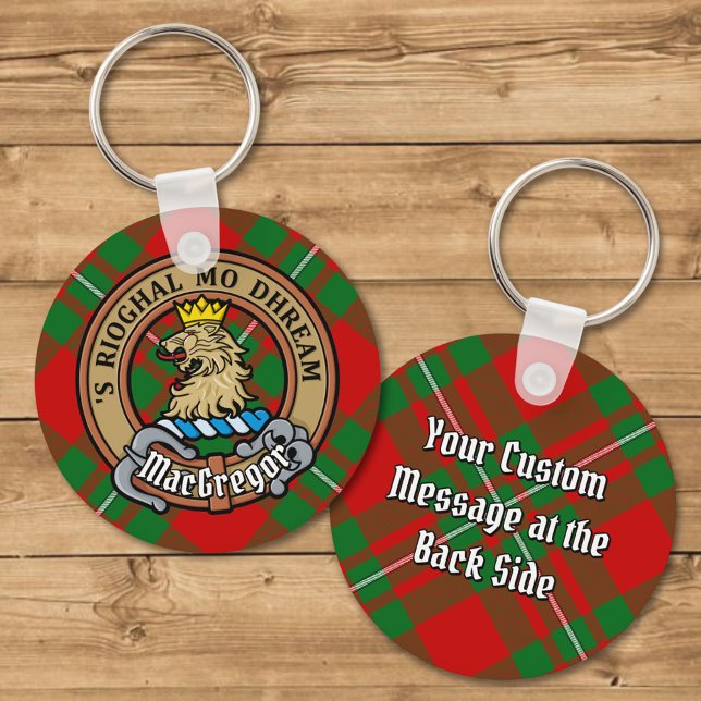 Clan Gregor Crest over Tartan Key Ring (Creator Uploaded)