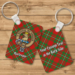 Clan Gregor Crest over Tartan Keychain