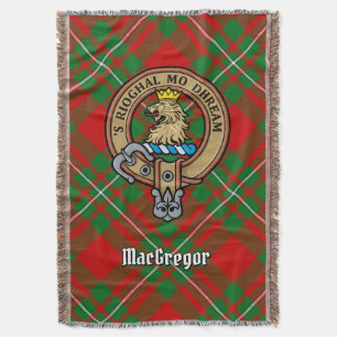 Clan Gregor Crest over Tartan Throw Blanket