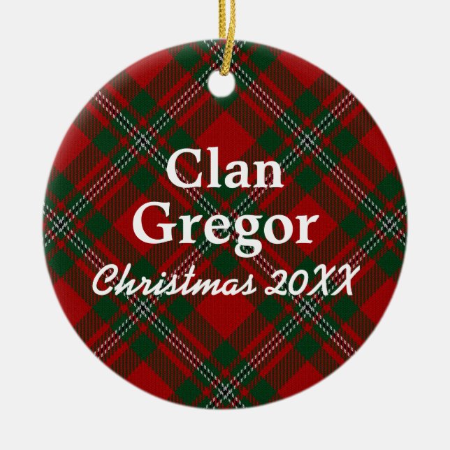 Clan Gregor Scottish Tartan Ceramic Ornament (Front)