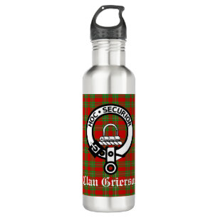 Clan Grierson Crest Badge & Tartan  710 Ml Water Bottle