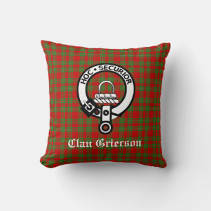 Clan Grierson Crest Badge & Tartan Cushion