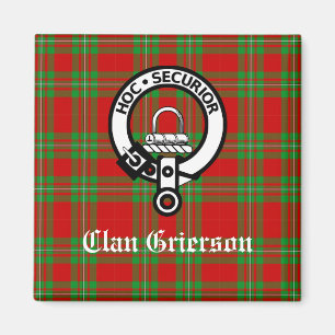 Clan Grierson Crest Badge & Tartan Magnet