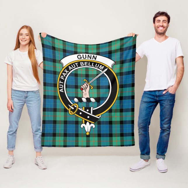 Clan Gunn Ancient Tartan Plaid Fleece Blanket (In Situ)