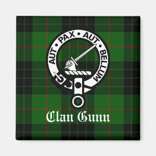 Clan Gunn Crest Badge and Tartan Magnet